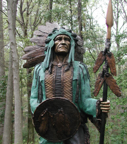 Bronze Indian Chief With Spear