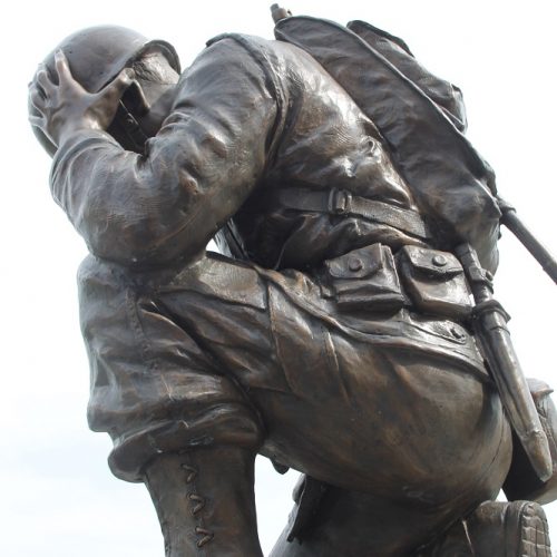Life Size Kneeling Soldier Memorial