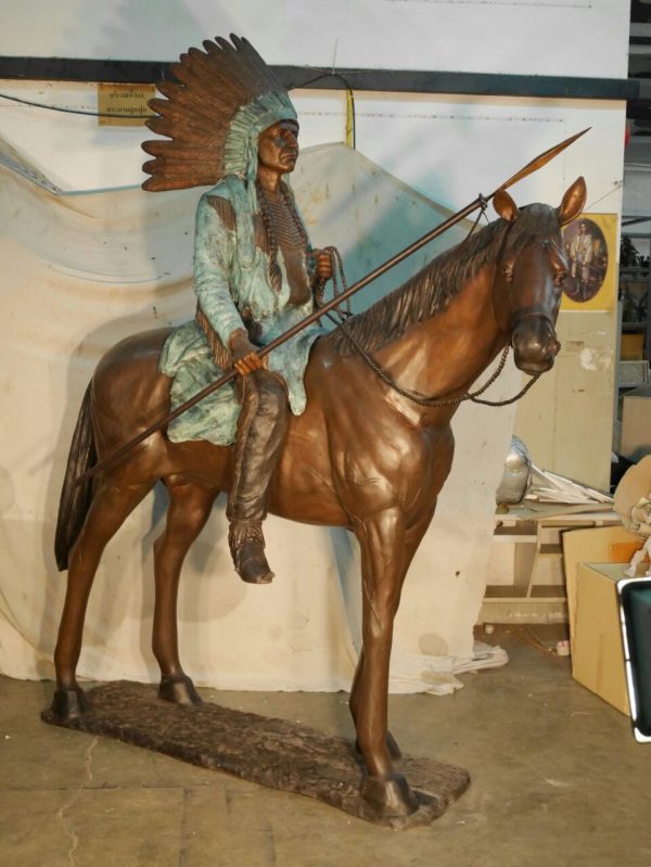 Indian on horse bronze sculpture TK-97174
