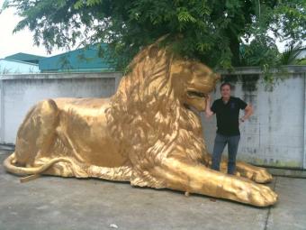 Bronze GIANT Laying Down Lion MASSIVE