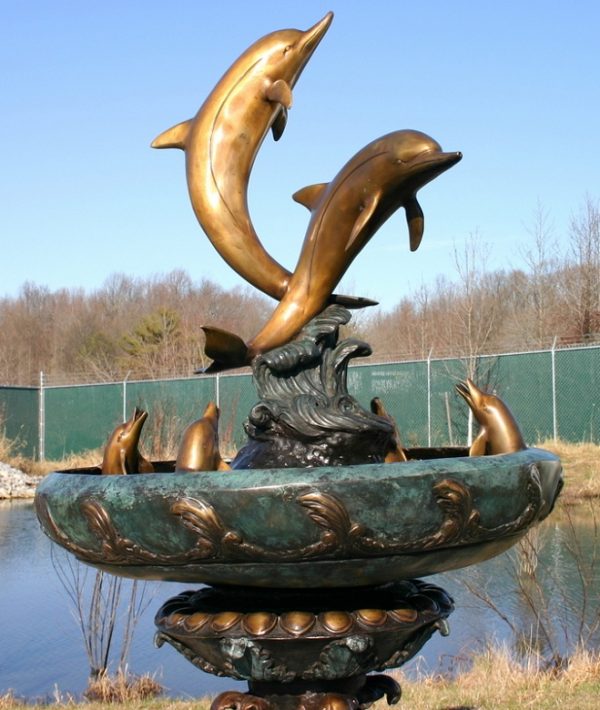 Bronze Dolphin Family Fountain TK-52575