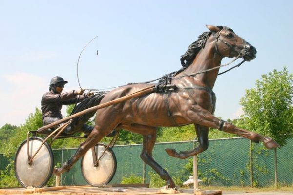 Sulky Harness Racing Jockey and Horse