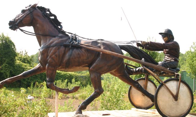 Sulky Harness Racing Jockey and Horse