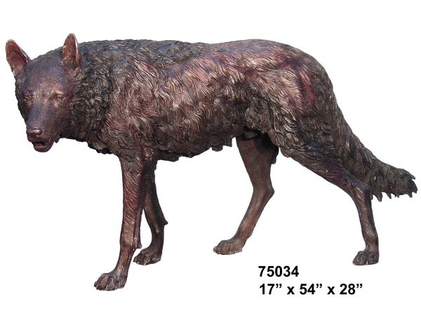 Pair of Bronze Wolves